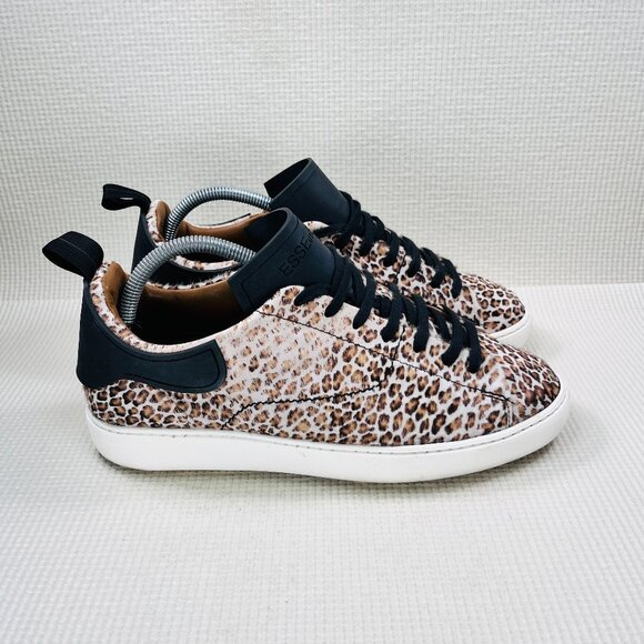 ESSEutESSE Cheetah Leather Sneaker Women's Size US 10 EU 40 - Picture 1 of 12